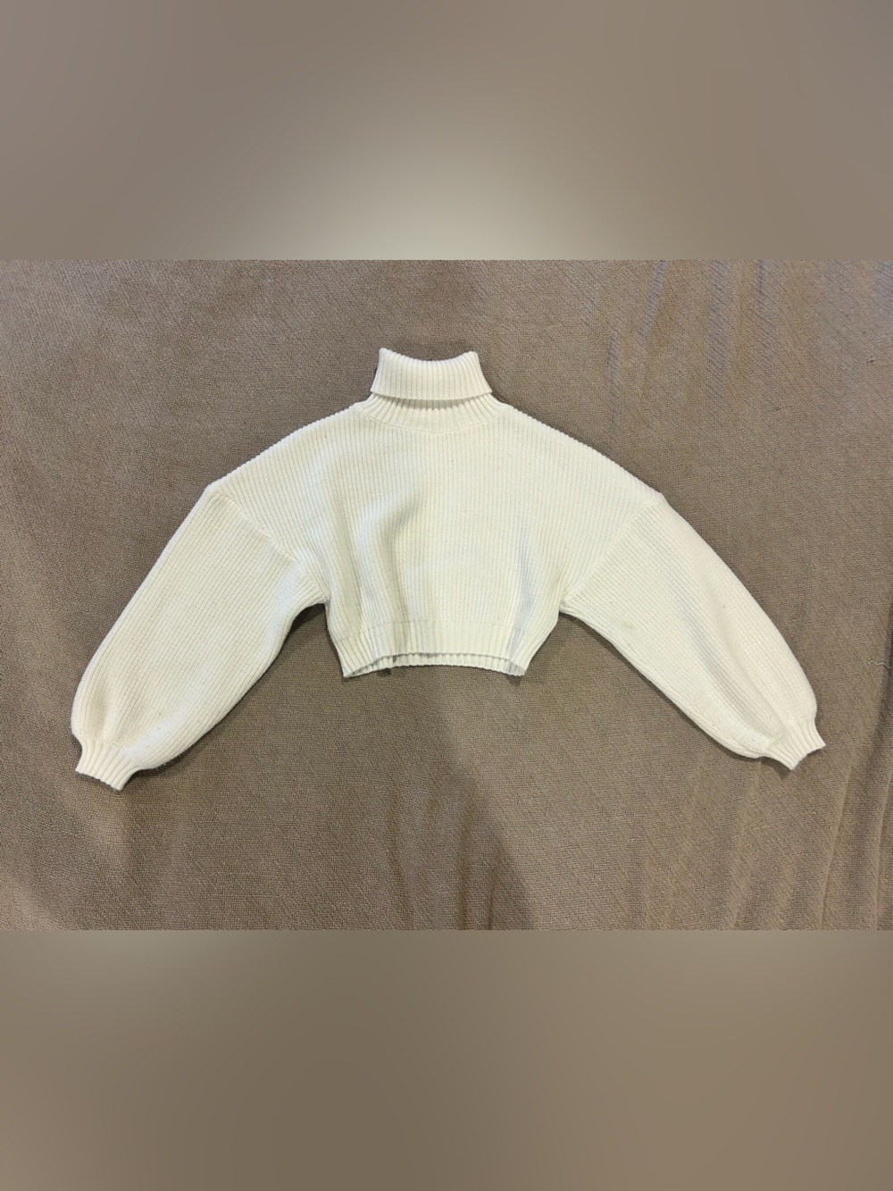 Zaful Cropped Turtleneck Balloon Sleeve Sweater